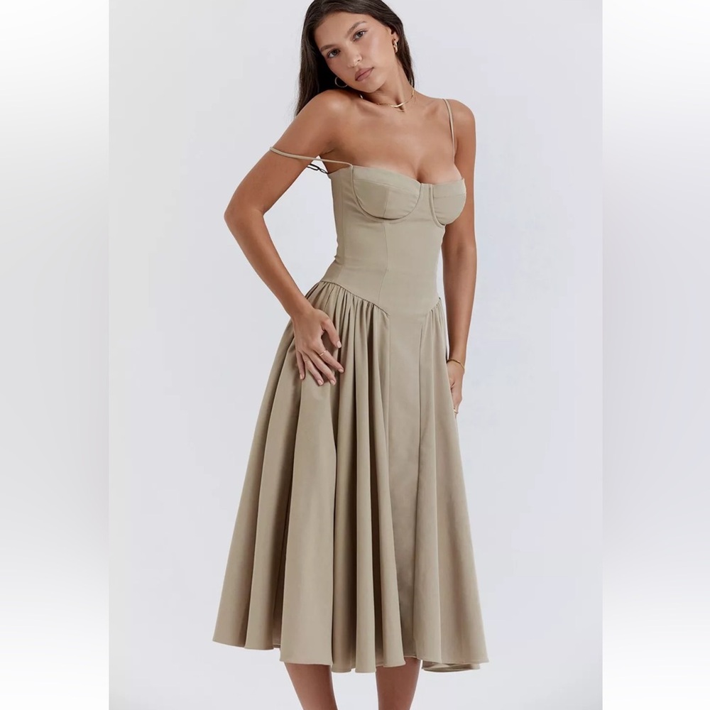 House of CB Samaria Taupe Corset Dress size XS.